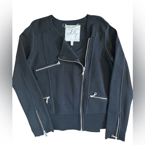 Milly Black Zippered Blazer - Picture 1 of 3